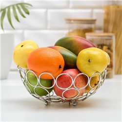 Ваза для фруктов Доляна «Ринго», 23×23×9,5 см, цвет хром