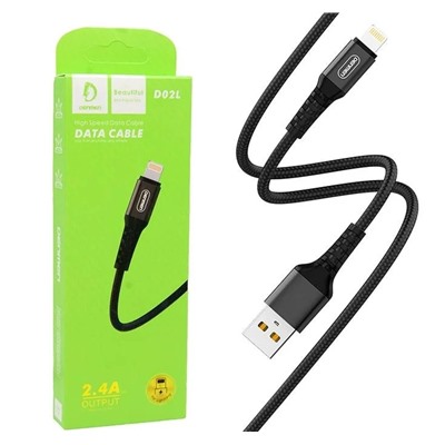Кабель USB - Lightning DENMEN D02L (черный) 1м