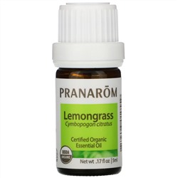 Pranarom, Essential Oil, Lemongrass, .17 fl oz (5 ml)