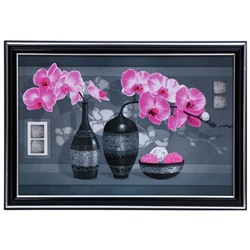 Картина "Розовые орхидеи на сером"  20х30(23х33) см