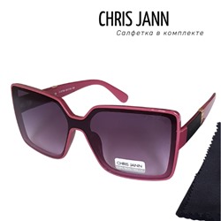 Очки солнцезащитные CHRIS JANN с салфеткой женские тёмно-розовая оправа