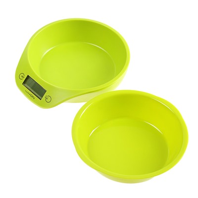 Весы-чашка кухонные LuazON LVKB -501 до 5 кг, шаг 1 г, чаша 1300 мл, пластик, зеленый