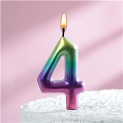 Свеча в торт "Акварель", цифра 4, 9 см, ГИГАНТ