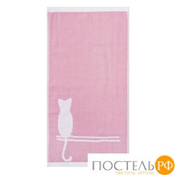 Полотенце двухстороннее "Этель" Кошка розовый 25*50 см, 380 г/м2, 100% хлопок  3539413 (отгружается по 2 шт.)