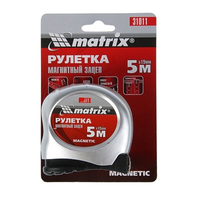Рулетка MATRIX Magnetic, 5 м х 19 мм, магнитный зацеп