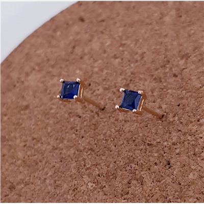 Серьги гвоздики коллекция Xuping ML покрытие позолота тёмно-синий камень