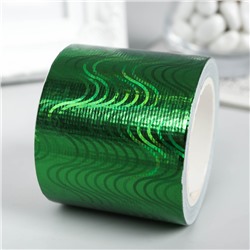 Клейкая лента пластик "Голографический рисунок - зелёный" ширина 4,8 см намотка 5 метров