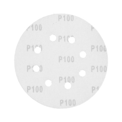 Круг абразивный шлифовальный под "липучку" ТУНДРА, перфорированный, 150 мм, Р100, 5 шт.