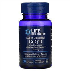 Life Extension, суперубихинол коэнзим Q10 с улучшенной поддержкой митохондрий, 100 мг, 60 мягких таблеток