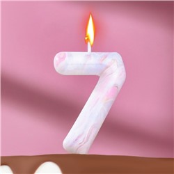 Свеча в торт "Белый мрамор", цифра "7", 8 см
