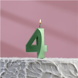 Свеча в торт на шпажке «‎Грань», цифра "4",изумруд, 5 х 3.5 см