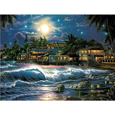 Картина по номерам 40х50 - Яркая луна над островом