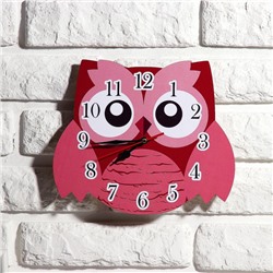 Часы настенные, серия: Детские, "Розовая сова", 24 см, микс