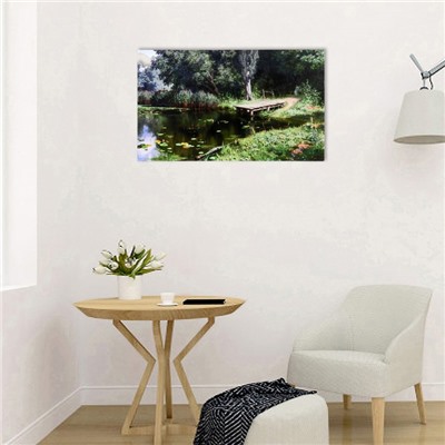 Картина-холст на подрамнике "Лесной мостик" 60х100 см