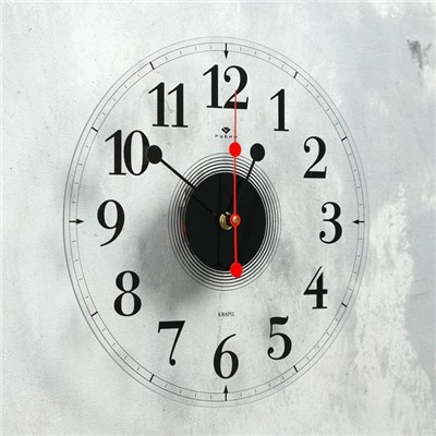 Часы настенные, серия: Классика, "Стиль 3", d=30 см, прозрачные, открытая стрелка, микс