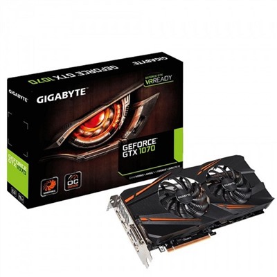 Видеокарта Gigabyte GeForce GTX 1070 (GV-N1070WF2OC-8GD) 8G,256bit GDDR5 1771/8008
