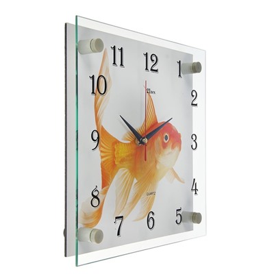 Часы настенные, серия: Животный мир, "Золотая рыбка", плавный ход, 25х25  см, микс