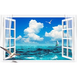 3D Фотообои  «Распахнутое в море окно»