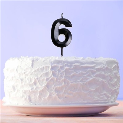 Свеча в торт цифра "6" , черная, 3,5 х 12 см