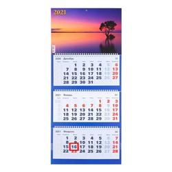 Календари квартальные трио "Закат, 2021- 3" 31 х 69 см