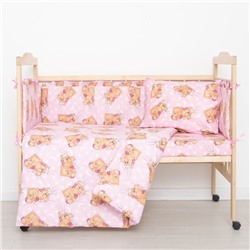 Комплект в кроватку "Спящие мишки" (4 предмета), цвет розовый 415/1