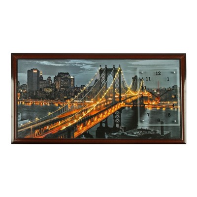 Часы-картина настенные, серия: Город, "Манхэттенский мост", 50 х 100 см, микс