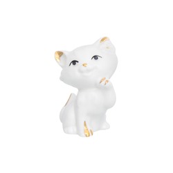 Фигурка декор. 5*4*7 см "Кошка - мечтательница" белая, золото