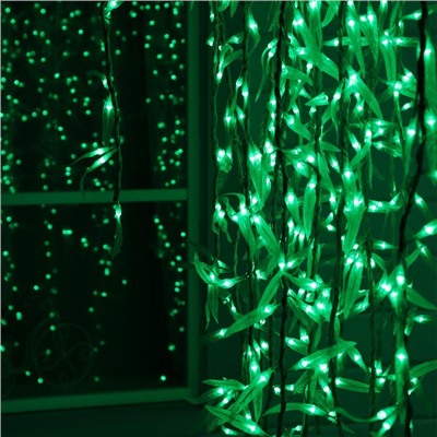 Светодиодное дерево «Плакучая ива» 2.5 м, 1728 LED, постоянное свечение, 220 В, свечение зелёное