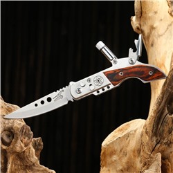 Нож складной полуавтоматический "Ружье", клинок 6,5см, с фонариком