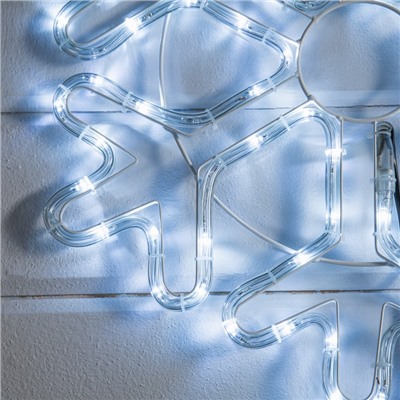 Светодиодная фигура «Снежинка», 52 см, дюралайт, 96 LED, 220 В, мерцание, свечение белый/синий