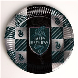Тарелка бумажная Happy Birthday, цвет зеленый, набор 6 шт, 18 см