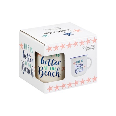 Кружка 400 мл 12*9,5*8,5 см "LIFE IS better AT THE Beach" NEW BONE CHINA