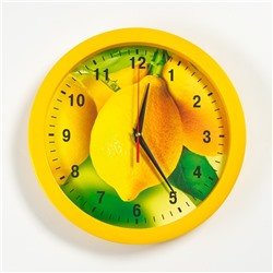 Часы настенные, серия Фрукты, "Лимоны", плавный ход, d=28 см