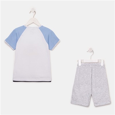 Комплект для мальчика (шорты, футболка), цвет белый/меланж, рост 98 см