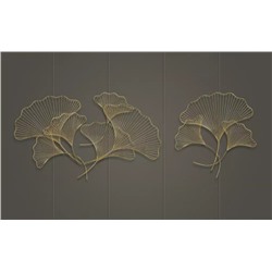 3D Фотообои «Изящные золотые листья»