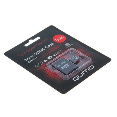 Карта памяти MicroSDHC Qumo, 8 GB, Сlass 10, с адаптером SD