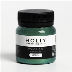 Декоративный гель для волос, лица и тела COLOR GEL Holly Professional, Green, 50 мл