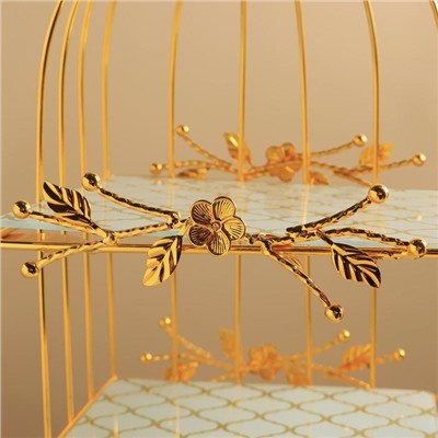 Подставка для десертов «Орхидея», 49×22×22 см, 3 яруса, квадратная, цвет металла золотой