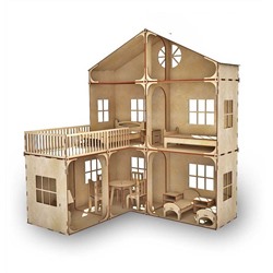 Модульный кукольный домик с балконом и мебелью