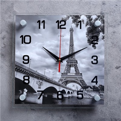 Часы настенные, серия: Город, "Эйфелева башня", 25х25  см, микс