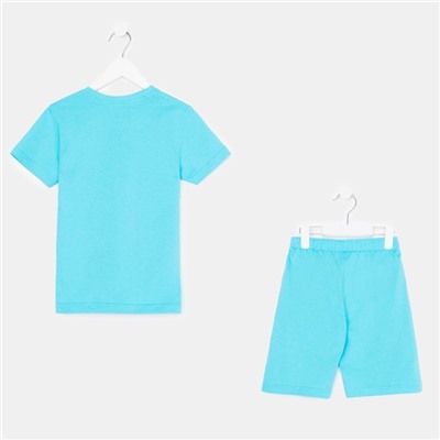 Комплект для мальчика (футболка/шорты), цвет голубой, рост 122