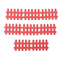 Миниатюра кукольная, набор 8 шт «Забор», размер 1 шт: 0,3×4,5×3 см, цвет красный