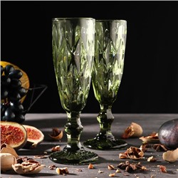 Набор бокалов для шампанского Magistro «Круиз», 160 мл, 7×20 см, 2 шт, цвет зелёный