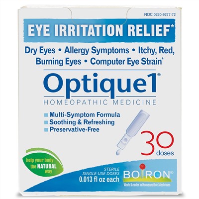 Boiron, Optique 1, средство от раздражения глаз, 30 доз, 0,38 мл (0,013 жидкой унции) каждая