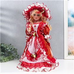 Кукла коллекционная керамика "Фрейлина Абигейл в красном платье" 40 см