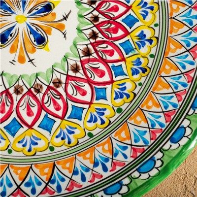 Тарелка Риштанская Керамика "Узоры",  27 см, разноцветная