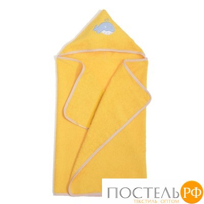 Полотенце с капюшоном, махра цв ярко-желтый, аппликация Кит 60х120