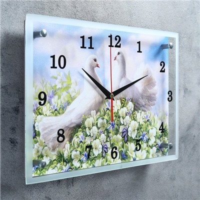 Часы настенные, серия: Животный мир, "Пара голубей"" 25х35 см, микс