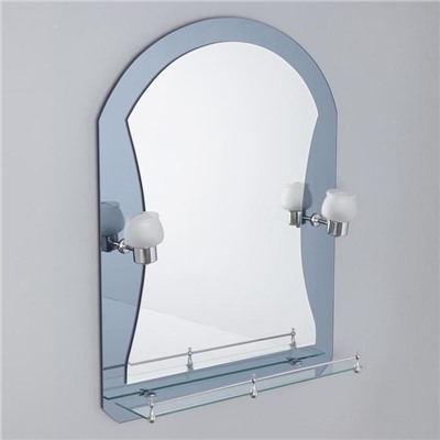 Зеркало в ванную комнату с подсветкой, двухслойное Ассоona, 80 × 60 см, A610, 1 полка