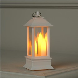 Светодиодная фигура «Белый фонарь со свечками» 5.5 × 13 × 5.5 см, пластик, батарейки AG13х3, свечение тёплое белое